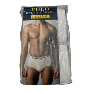 Polo Ralph Lauren 2 Big and Tall Cotton White Mid Rise Briefs New